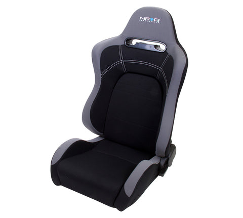 NRG RSC-100L/R: EVO Style Cloth Sport Seat w/ Logo - Black (Pair)