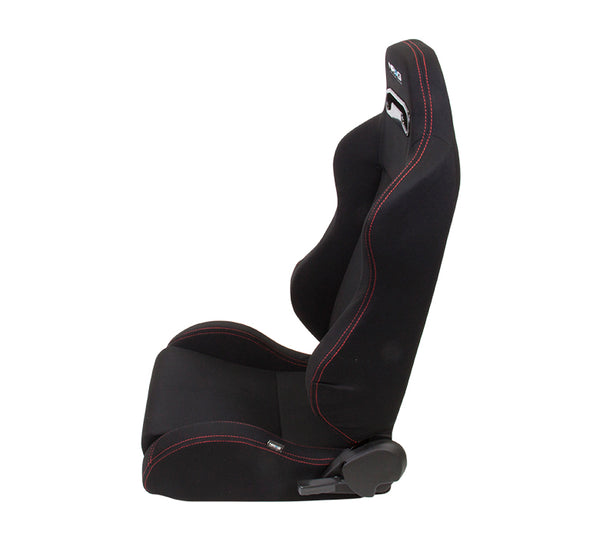 NRG RSC-200: Type-R Cloth Sport Seat - Black w/ Red Stitch (PAIR)