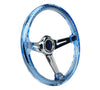 NRG 350mm Sport Steering Wheel (2" Deep) Acrylic Clear/Blue with Chrome Center (RST-027CH-BL)