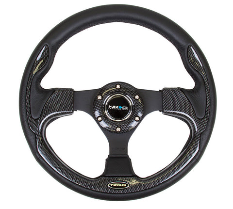 NRG RST-001CBL: 320mm Sport Steering Wheel with Carbon Fiber Inserts