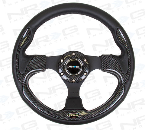 320mm Sport Leather Steering Wheel with Carbon Fiber Look Inserts (ST-001CFL)
