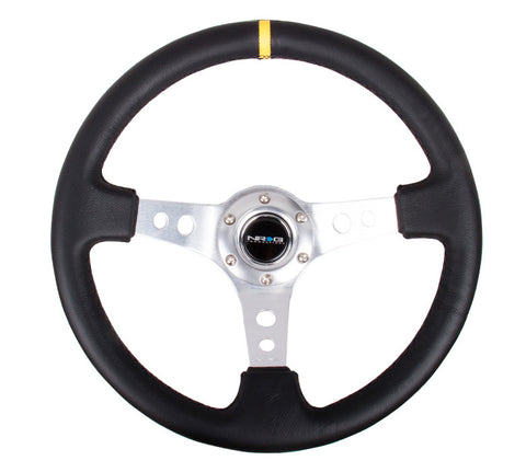 NRG RST-006SL-Y: 350mm Sport Steering Wheel Deep Dish Silver- Yellow Center Marking