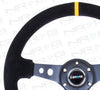 350mm Sport Steering Wheel (3" Deep) - Suede w/ yellow center marking (RST-006S-Y) - Drive NRG