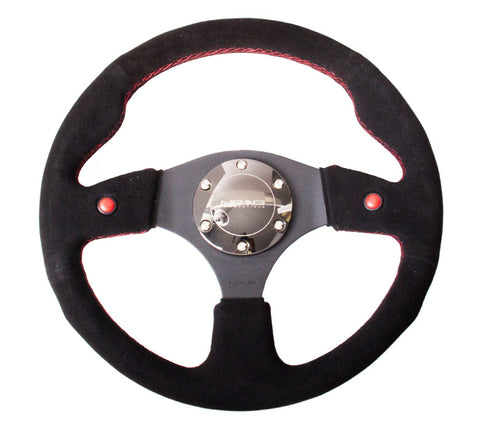 NRG RST-007S: 320mm Sport Steering Suede Wheel with Dual Buttons