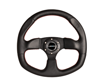 NRG RST-009R-RS: 320mm Race Style Leather Steering Wheel Red Stitching