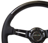 NRG Innovations ST-010CFBS 350mm Carbon Fiber Steering Wheel with Leather Accents and Black Stitching close up