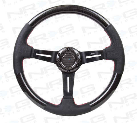 NRG ST-010CFRS: 350mm Carbon Fiber Steering Wheel with Leather
