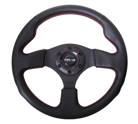 NRG RST-012R-RS: 320mm Race Style Leather Steering Wheel Red Stitching