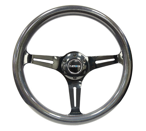 NRG ST-015BK-CN: "Chameleon Wheel" 350mm Smooth Classic Chameleon Wood Grain Wheel Black