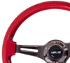 NRG ST-015BK-RD: Classic Wood Grain Wheel, 350mm, 3 spoke center in black - Red - Drive NRG