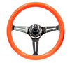 NRG ST-015CH-NOR: 350mm Neon Orange Wood Grain Wheel Chrome Spoke - Drive NRG