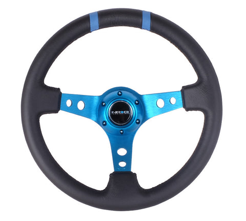 NRG RST-016R-NB: Limited Edition 350mm Sport Steering Wheel New Blue w /blue double center markings