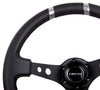 NRG ST-016R-SL: Limited Edition 350mm Sport Steering Wheel Black w/ silver double center markings - Drive NRG
