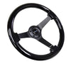 NRG RST-036BK-BK: 350mm Classic Black Wood Grain Wheel Black Deep Dish - Drive NRG