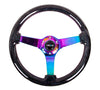 Galaxy Classic Wood Grain Wheel 350mm 3 Neochrome Spokes-Black Sparkled Color - Drive NRG