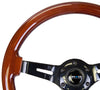 NRG RST-018BR-BK: 350mm Classic Dark Wood Grain Wheel (3" Deep) Black Chrome - Drive NRG