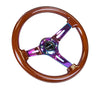 NRG RST-018BR-MC: 350mm Classic Dark Wood Grain Wheel (3" Deep) Neochrome - Drive NRG