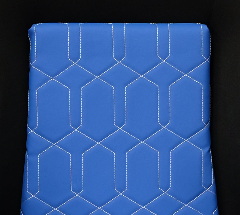 NRG SC-300-GS02BL FRP Bucket Seat Cushion White Stitching Hex Geometric Blue