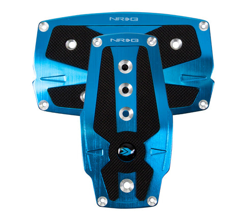 NRG PDL-250BL: Brushed Blue Aluminum Sport Pedal w/ Black Rubber Inserts AT