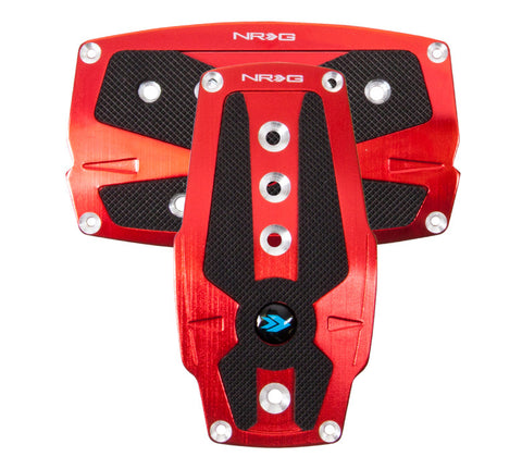NRG PDL-250RD: Brushed Red Aluminum Sport Pedal w/ Black Rubber Inserts AT