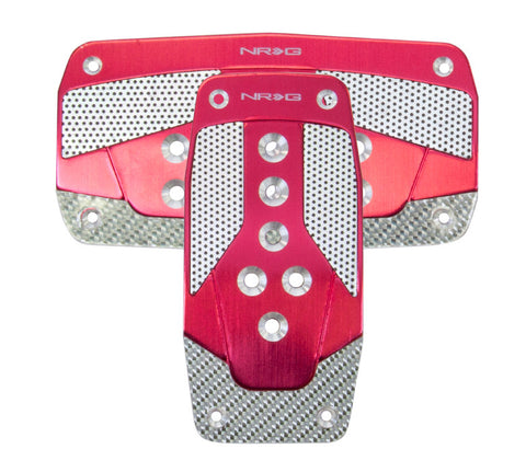 NRG PDL-450RD: Aluminum Sport Pedal Red w/ Silver Carbon AT