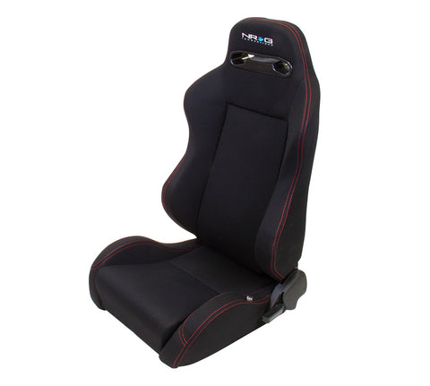 NRG RSC-200: Type-R Cloth Sport Seat - Black w/ Red Stitch (PAIR)