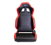 NRG RSC-206: PVC Sport Seat Black w/ Red Stitch with logo (Pair) - Drive NRG