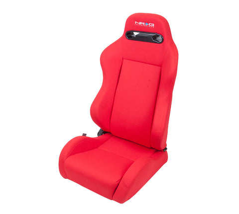 NRG RSC-210: Type-R Cloth Sport Seat - Red w/ Red Stitch with NRG Logo (Pair)