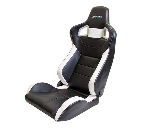 NRG RSC-700: PVC Sport Black Seat with White Stitch and Logo