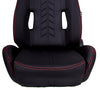 NRG RSC-800: "The Arrow" NRG Cloth Sport Black Seat Red Stitch With Logo - Drive NRG