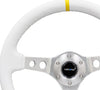 NRG RST-006WT-Y: 350mm Sport Steering Wheel Deep Dish White- Yellow Center Marking - Drive NRG