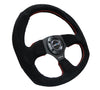 NRG RST-009S-RS: 320mm Racey Style Suede Steering Wheel with Red Stitching - Drive NRG