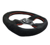 NRG RST-009S-RS: 320mm Racey Style Suede Steering Wheel with Red Stitching - Drive NRG