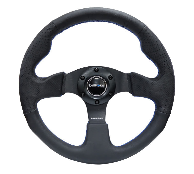 NRG 320mm Sport Leather Steering Wheel Blue Stitching ST-012R-BL