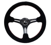 NRG RST-018S-RS: 350mm Sport Steering Wheel (3" Deep) Suede with Red Stitching - Drive NRG