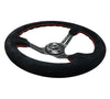 NRG RST-018S-RS: 350mm Sport Steering Wheel (3" Deep) Suede with Red Stitching - Drive NRG