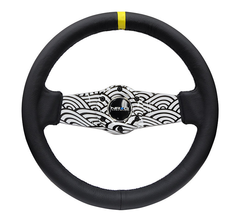 NRG RST-021R-WAVE-Y: Japanese Wave Hydro-Dipped Leather Steering Wheel - Drive NRG