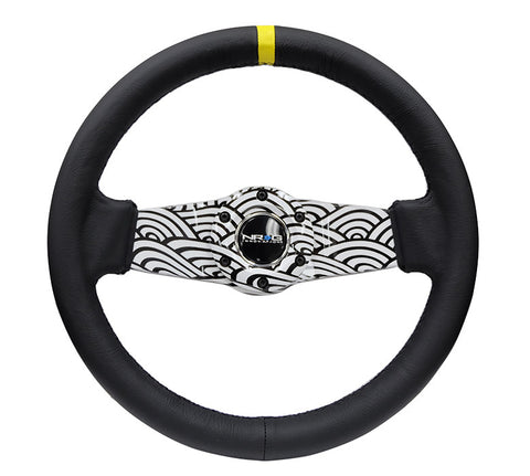 NRG RST-021R-WAVE-Y: Japanese Wave Hydro-Dipped Leather Steering Wheel