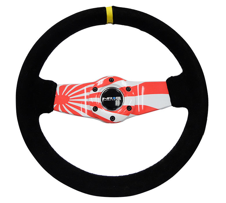 NRG RST-021S-FLAG-Y: Japanese Flag Hydro-Dipped Suede Steering Wheel - Drive NRG