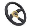 NRG RST-023GD-R: 350mm Race Style Leather Steering Wheel Black Stitching - Drive NRG