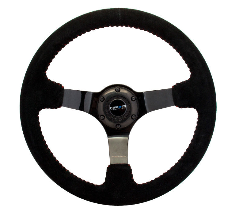 NRG 350mm Race Style Suede Steering Wheel with Red Stitching RST-036BK-S