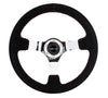NRG 350mm Suede Steering Wheel with Chrome Spokes Red Stitching RST-036CH-S