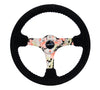 NRG RST-036FL-S: Deep Dish Japanese Floral Hydro-Dipped Suede Steering Wheel - Drive NRG