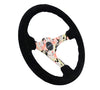 NRG RST-036FL-S: Deep Dish Japanese Floral Hydro-Dipped Suede Steering Wheel - Drive NRG