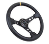 NRG RST-006BK-Y: 350mm Sport Steering Wheel Deep Dish Black- Yellow Center Marking - Drive NRG