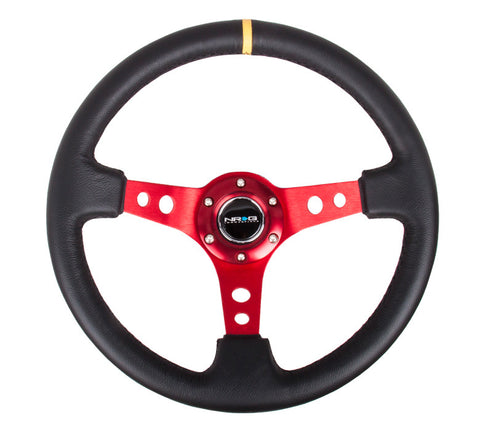 NRG RST-006RD-Y: 350mm Sport Steering Wheel Deep Dish Red- Yellow Center Marking