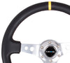 NRG RST-006SL-Y: 350mm Sport Steering Wheel Deep Dish Silver- Yellow Center Marking - Drive NRG
