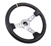 NRG RST-006SL-Y: 350mm Sport Steering Wheel Deep Dish Silver- Yellow Center Marking - Drive NRG