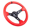 NRG RST-006RR-BS-B: 350mm Red Sport Steering Wheel 3" Deep Dish Black Spoke/Stripe - Drive NRG