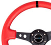 NRG RST-006RR-BS-B: 350mm Red Sport Steering Wheel 3" Deep Dish Black Spoke/Stripe - Drive NRG
